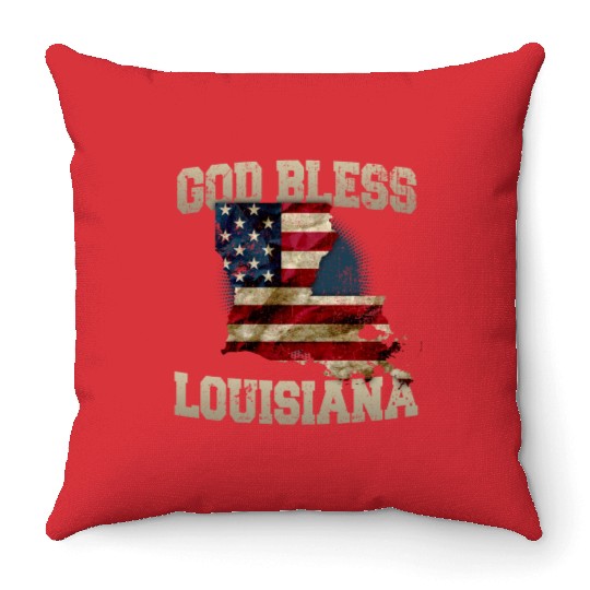 God Bless Louisiana Gift Proud Strong Awesome Design Gift Throw Pillows