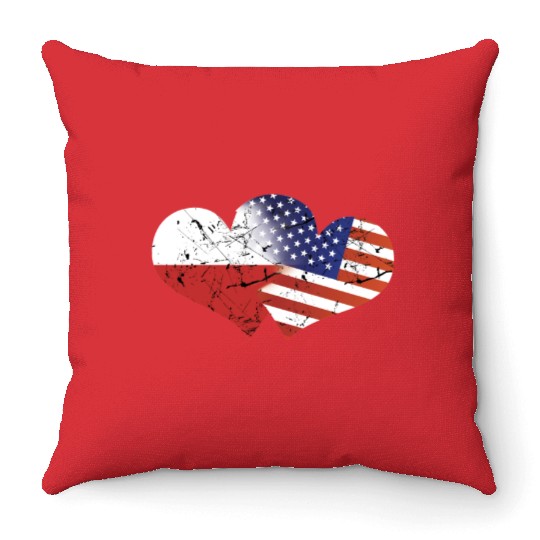 Poland Flag USA Flag Polish Independence Day Polish Flag American Flag Throw Pillows