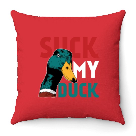 Animal Print - Suck Duck Throw Pillows