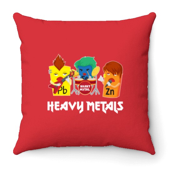 Funny Heavy Metals Chemistry Elements Rock Band Throw Pillows