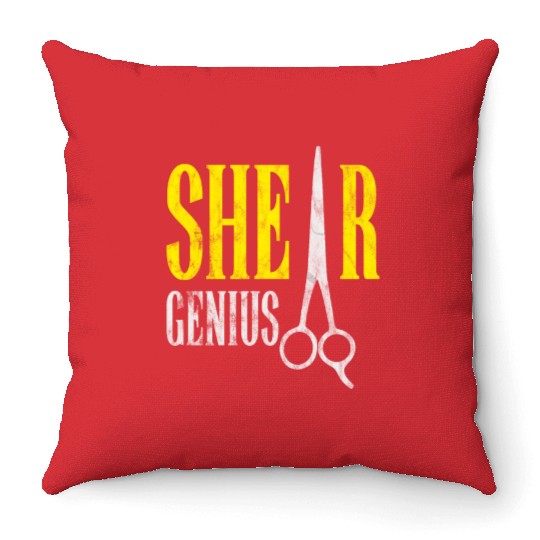Shear Genius Hairstylist Worker gift Throw Pillows