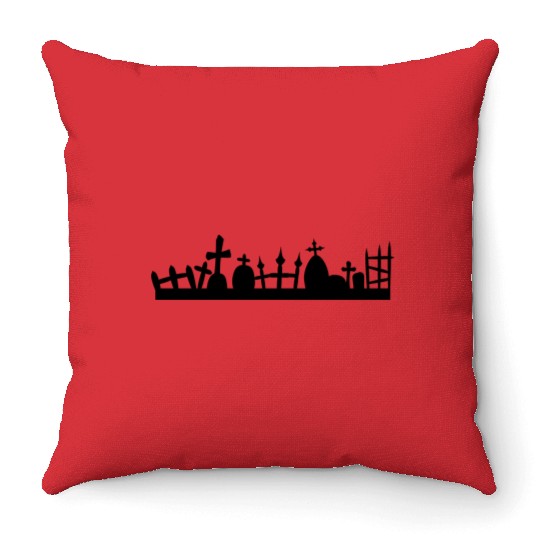 Graveyard Cemetery Throw Pillows