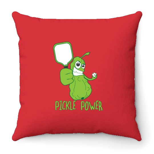 Pickleball Funny Pickle Power Throw Pillows