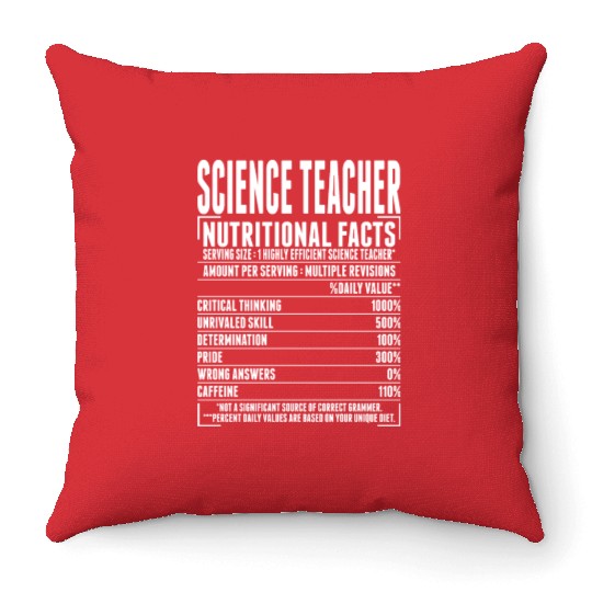 Science Teacher Nutritional Facts Throw Pillows