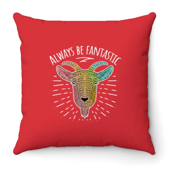 Cool LGBT Goat Amazing Rainbow Positive Saying Throw Pillows