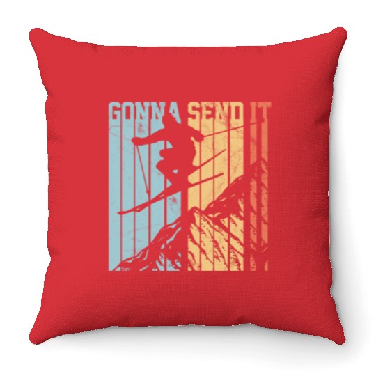 Gonna Send It - Ski Vintage Gift Throw Pillows