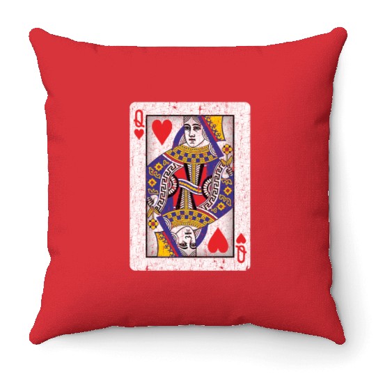 queen of hearts playing card Throw Pillows