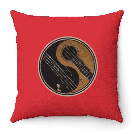 Guitar Ying Yang Gift Guitar Player Throw Pillows