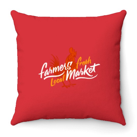 Rooster Farmers Market Throw Pillows