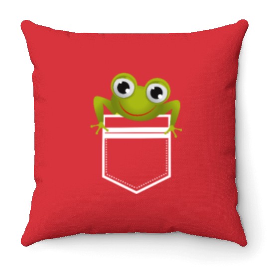 Cute Pocket Frog Toad Amphibian Animal Gift Throw Pillows