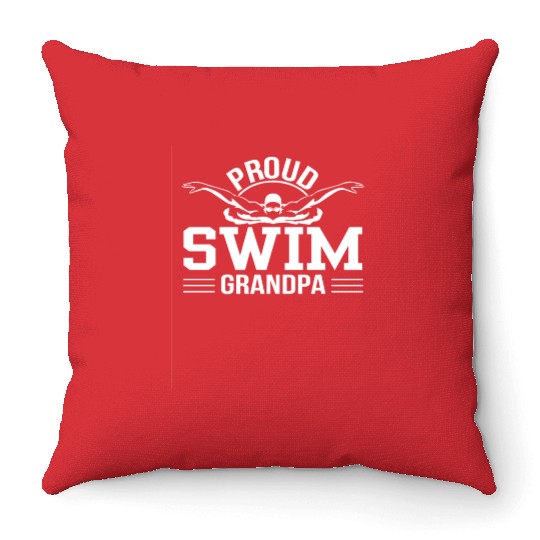 Proud Swimming Grandpa Swimming Grandpa Throw Pillows
