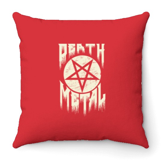 Death metal pentagram lettering. Throw Pillows