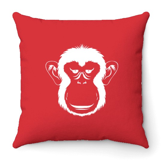 Bored Monkey Face Throw Pillows