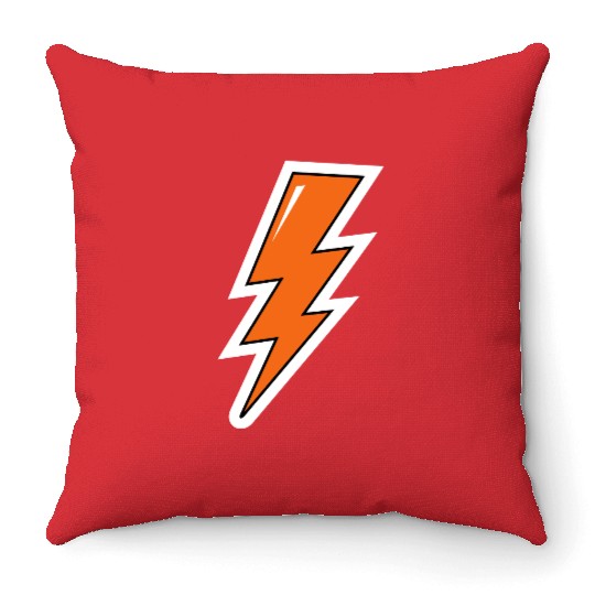 Lightning Bolt, orange lightning, electric Throw Pillows