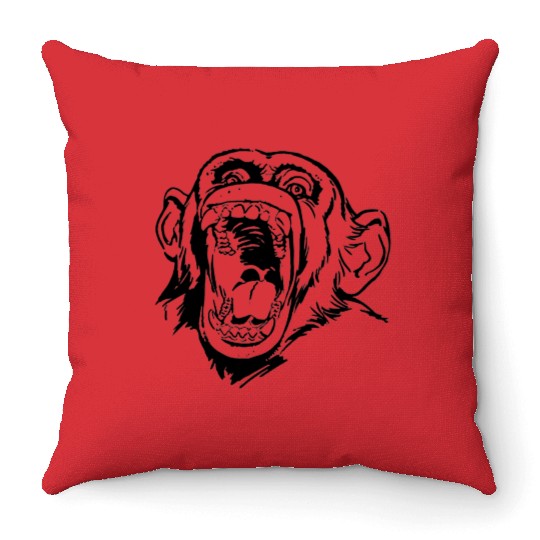 Angry monkey face Throw Pillows