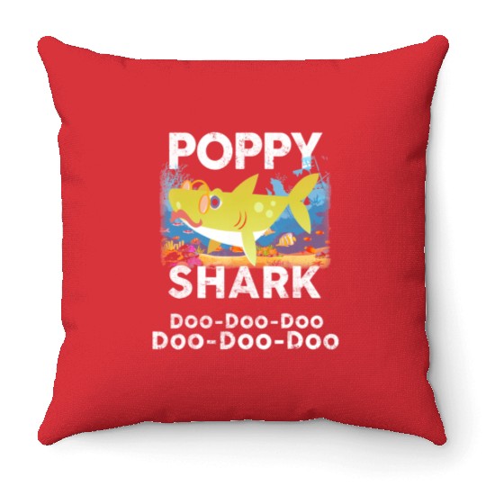 Poppy Shark Throw Pillows Doo Doo Doo Family Gift T Sh