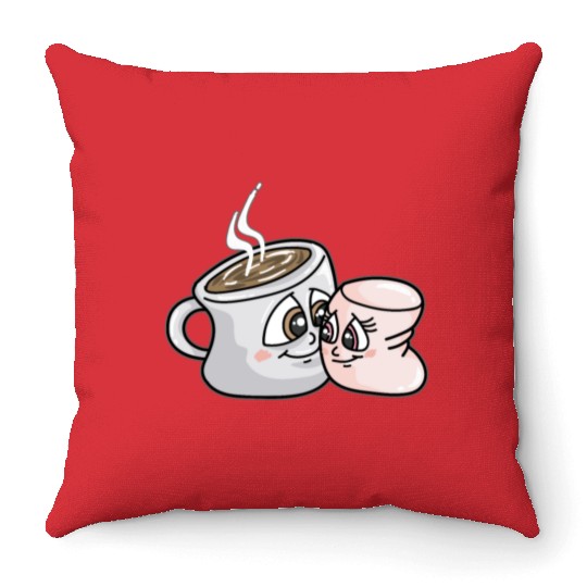 HOT CHOCOLATE AND MARSHMALLOW Love funny comic Throw Pillows
