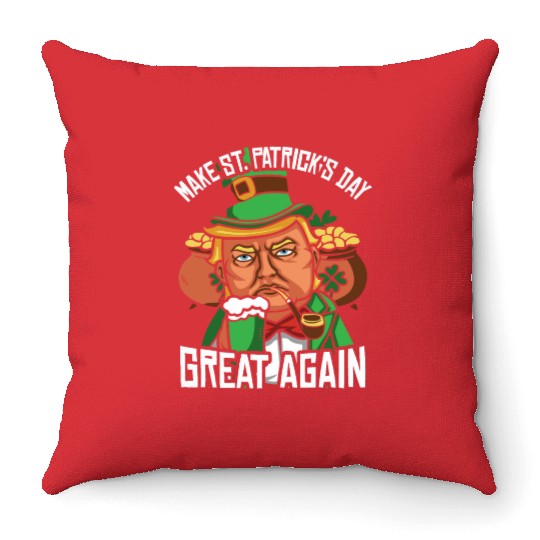 St Patrick's Day Trump Make St Paddy's Day Great Throw Pillows