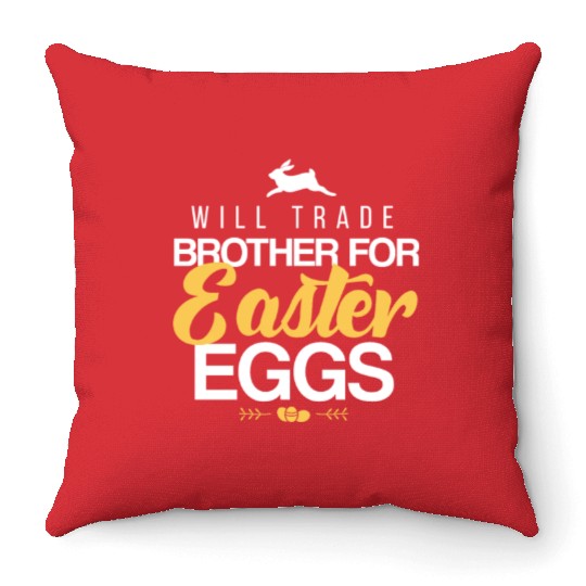 Easter egg brother Throw Pillows