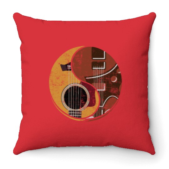 Guitar Ying Yang Music Guitar Player Gift Throw Pillows