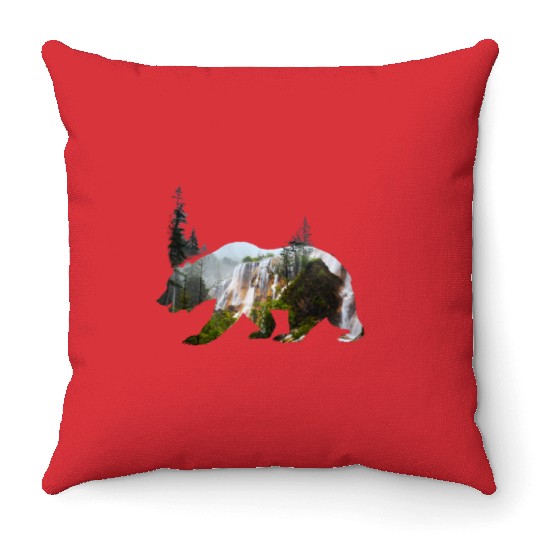 Baer grizzly national parc california nature wood Throw Pillows