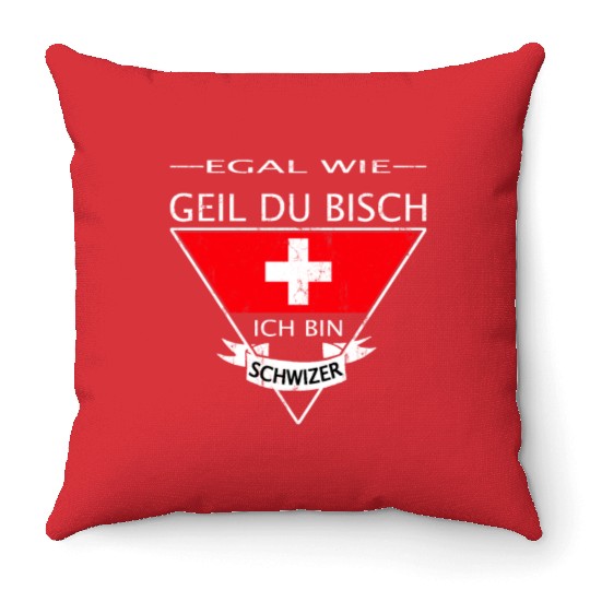 Swiss Switzerland Mountain Ski Afterski Present Throw Pillows