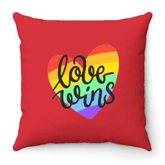 Love Wins LGBT Pride Rainbow Heart CSD Throw Pillows Throw Pillows