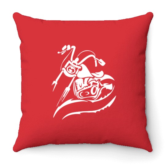 Motorcycle Chopper Cruiser Biker Mechanic Gift Throw Pillows