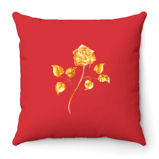 Golden rose gold flower jewelry vip vector image Throw Pillows