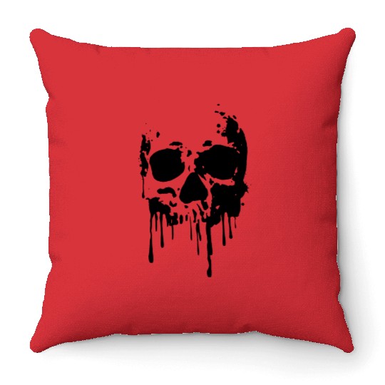 Death dripping skull Throw Pillows