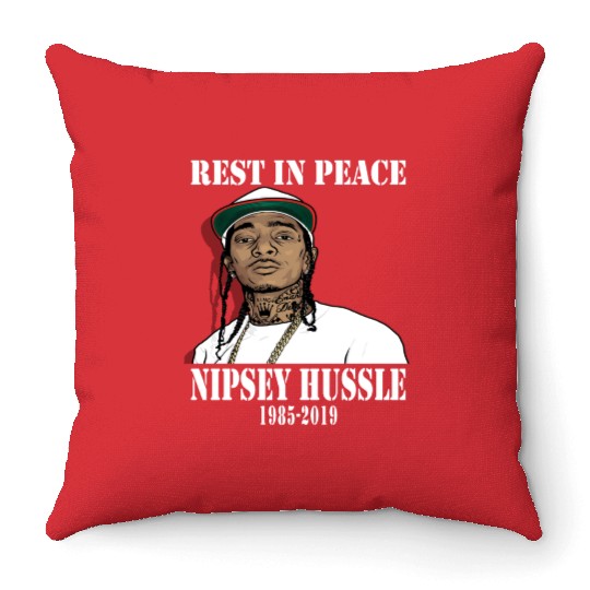 Nipsey Hussle Rest in Peace Throw Pillows