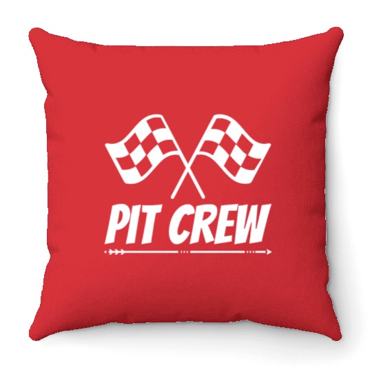 Pit Crew Funny Racing Design for Hotrod Track Throw Pillows