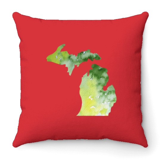 Watercolor Michigan Throw Pillows Proud Michigander Art