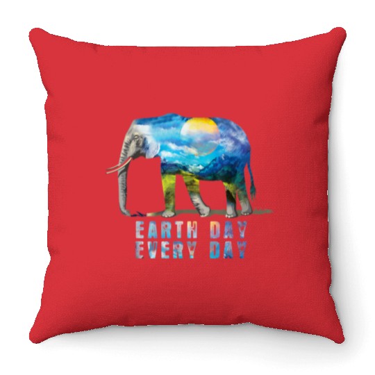 Elephant Earth Day Every Day Throw Pillows Earth Day