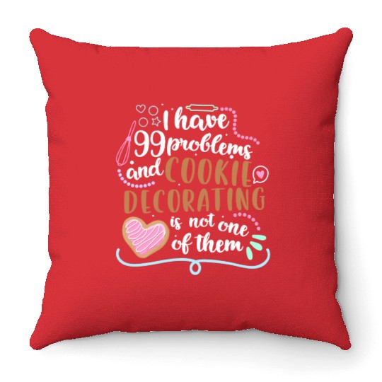 Funny Cookie Decorating Design for Cookie Artists Throw Pillows