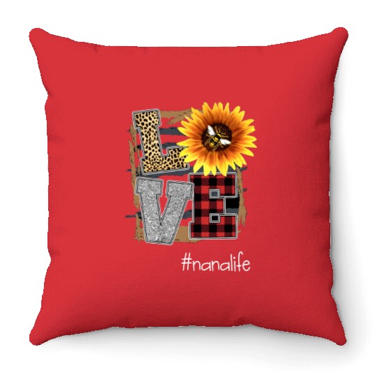 love nana life flower art beautiful flower grandma Throw Pillows