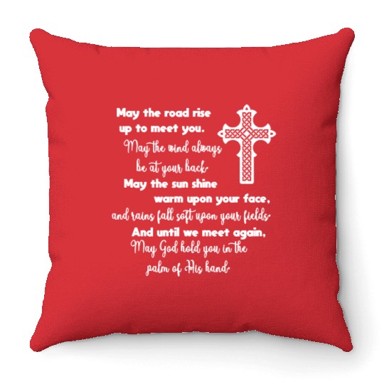 Irish Blessing with Celtic Knot Cross Throw Pillows