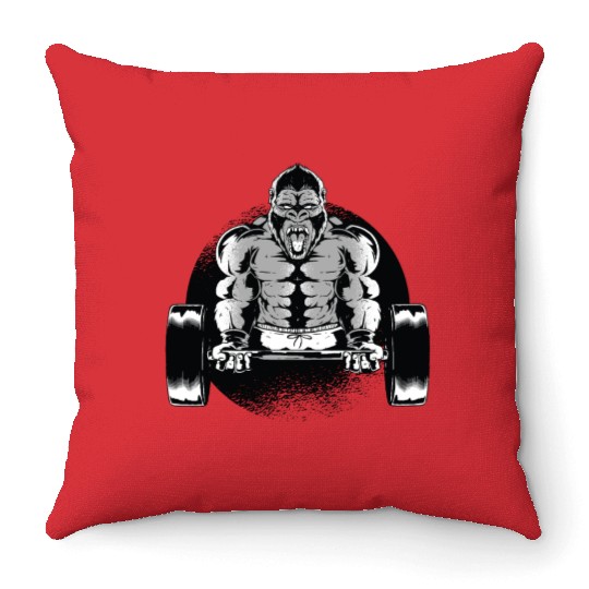 Gorilla Dumbell Throw Pillows