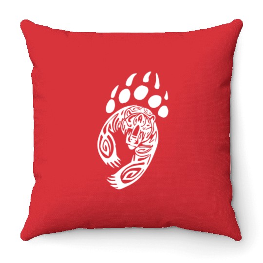 Bear Paw Tribal Grizzly Black Papa Momma Throw Pillows