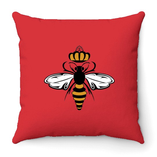 Queen Bee with Crown Motif Throw Pillows