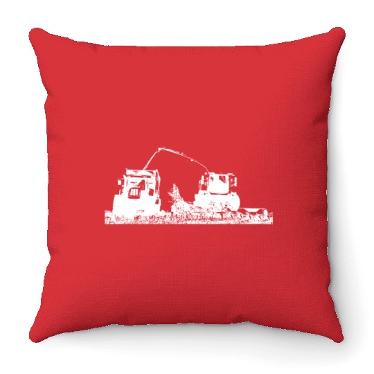 Corn chopper chopping corn harvester farmer Throw Pillows