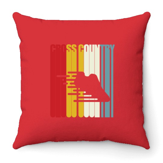 Cross Country Running Runner CC XC Gift Retro 70s Throw Pillows