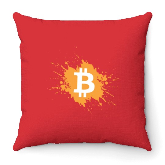 Bitcoin Crypto Cryptocurrency Splash Throw Pillows