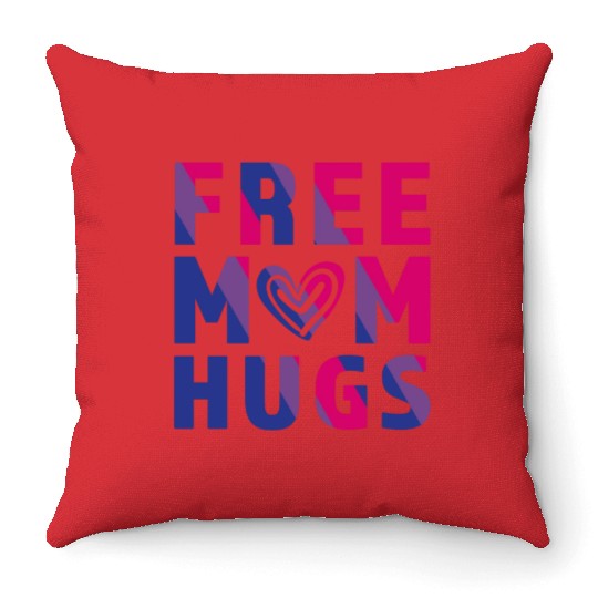 Free Mom Hugs Bisexual Throw Pillows