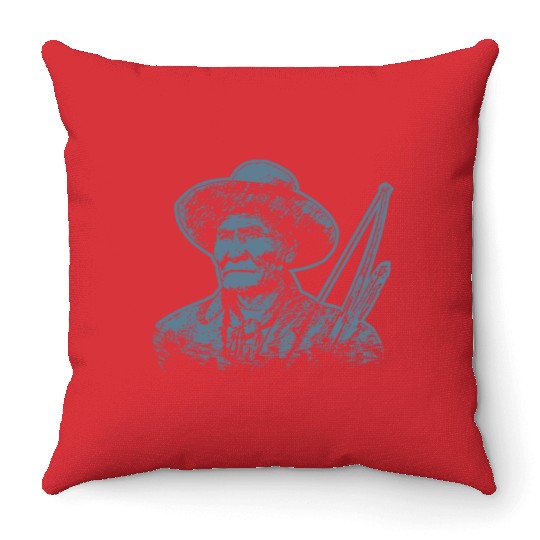 Geronimo Apache Native American Indian Warrior Throw Pillows