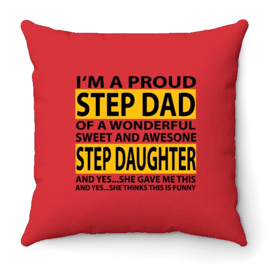 Funny Step Dad Throw Pillows Fathers Day Gift Step