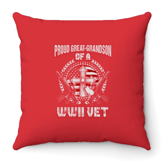Proud Great Grandson of a WWII Vet Throw Pillows