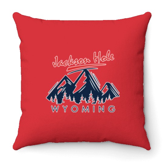 Jackson Hole Wyoming Throw Pillows Vintage City Retro Tshi