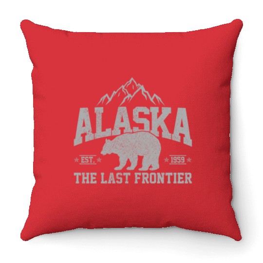 Alaska - The Last Frontier Grizzly Bear Souvenir Throw Pillows