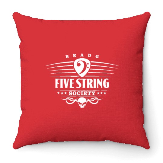 Mens Five String Society Throw Pillows for 5 String Bass